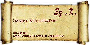 Szapu Krisztofer névjegykártya
